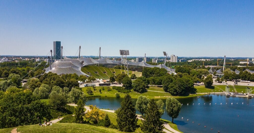 munich, bavaria, germany, olympic mountain, olympic station, skyline, olympic lake, soccer, water, mood, city, recreation, park, panorama, landscape, nature, lake, green, green area, amusement park, leisure time, munich, munich, munich, munich, munich, soccer